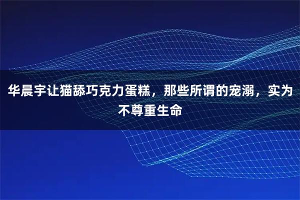 华晨宇让猫舔巧克力蛋糕，那些所谓的宠溺，实为不尊重生命